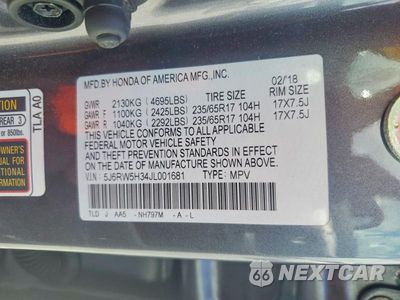 Zdjęcie 13 z 13 samochodu: 2018 HONDA CR-V LX VIN:5J6RW5H34JL001681 - miniatura