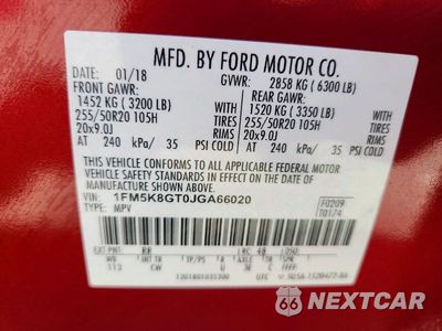 Zdjęcie 13 z 13 samochodu: 2018 FORD EXPLORER SPORT VIN:1FM5K8GT0JGA66020 - miniatura