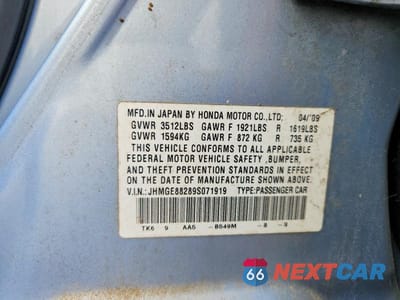 Zdjęcie 12 z 12 samochodu: 2009 HONDA FIT VIN:JHMGE88289S071919 - miniatura