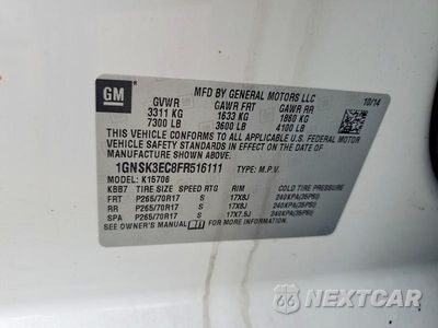 Zdjęcie 13 z 13 samochodu: 2015 CHEVROLET TAHOE SPECIAL VIN:1GNSK3EC8FR516111 - miniatura