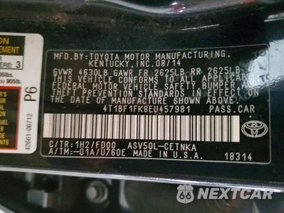 Zdjęcie 12 z 12 samochodu: 2014 TOYOTA CAMRY LE VIN:4T1BF1FK8EU457981 - miniatura