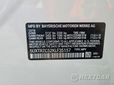 Zdjęcie 14 z 14 samochodu: 2019 BMW X3 SDRIVE30I VIN:5UXTR7C52KLF35157 - miniatura