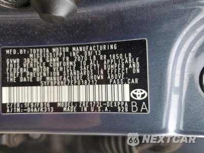 Zdjęcie 12 z 12 samochodu: 2014 TOYOTA COROLLA LE ECO PLUS VIN:5YFBPRHE7EP018212 - miniatura