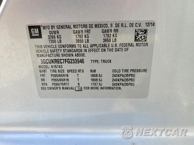 Zdjęcie 12 z 12 samochodu: 2015 CHEVROLET SILVERADO K1500 LT VIN:3GCUKREC7FG233946 - miniatura