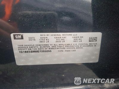 Zdjęcie 12 z 12 samochodu: 2016 CHEVROLET CRUZE LT VIN:1G1BE5SM8G7269266 - miniatura