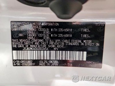 Zdjęcie 14 z 14 samochodu: 2016 LEXUS RX 350 VIN:JTJBZMCA3G2002654 - miniatura