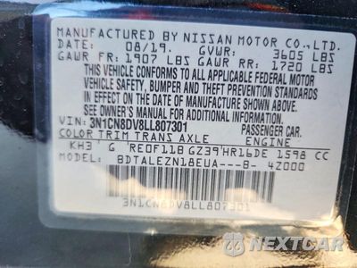 Zdjęcie 13 z 13 samochodu: 2020 NISSAN VERSA S VIN:3N1CN8DV8LL807301 - miniatura