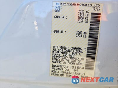 Zdjęcie 12 z 12 samochodu: 2016 NISSAN LEAF S VIN:1N4AZ0CP2GC303864 - miniatura