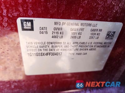 Zdjęcie 13 z 13 samochodu: 2015 CHEVROLET MALIBU LTZ VIN:1G11G5SX4FF304017 - miniatura