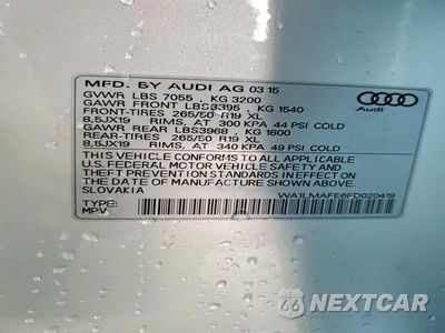 Zdjęcie 14 z 14 samochodu: 2015 AUDI Q7 TDI PREMIUM PLUS VIN:WA1LMAFE6FD020419 - miniatura