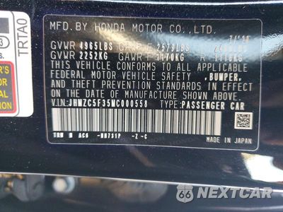 Zdjęcie 13 z 13 samochodu: 2021 HONDA CLARITY TOURING VIN:JHMZC5F35MC000558 - miniatura