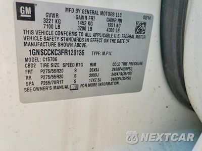 Zdjęcie 13 z 13 samochodu: 2015 CHEVROLET TAHOE C1500 LTZ VIN:1GNSCCKC3FR120136 - miniatura