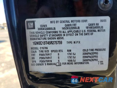 Zdjęcie 12 z 12 samochodu: 2005 CHEVROLET TAHOE C1500 VIN:1GNEC13T45R275759 - miniatura