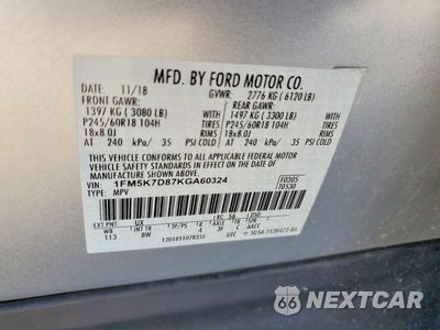 Zdjęcie 13 z 13 samochodu: 2019 FORD EXPLORER XLT VIN:1FM5K7D87KGA60324 - miniatura