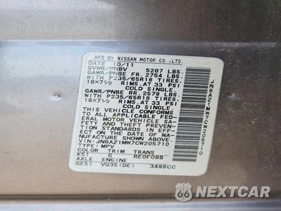 Zdjęcie 13 z 13 samochodu: 2012 NISSAN MURANO S VIN:JN8AZ1MW7CW205710 - miniatura
