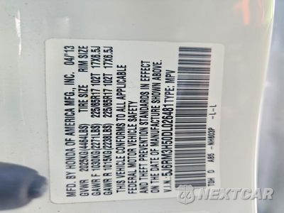 Zdjęcie 12 z 12 samochodu: 2013 HONDA CR-V EX VIN:5J6RM3H50DL026481 - miniatura