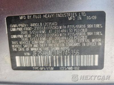 Zdjęcie 13 z 13 samochodu: 2010 SUBARU FORESTER 2.5X VIN:JF2SH6AC1AH745356 - miniatura