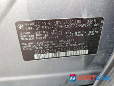 Zdjęcie 12 z 12 samochodu: 2011 BMW X5 XDRIVE50I VIN:5UXZV8C5XBL421531 - miniatura
