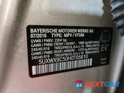Zdjęcie 13 z 13 samochodu: 2017 BMW X3 XDRIVE28I VIN:5UXWX9C50H0T05610 - miniatura