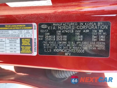 Zdjęcie 15 z 15 samochodu: 2017 KIA SPORTAGE EX VIN:KNDPNCAC2H7273308 - miniatura