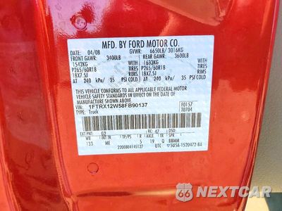 Zdjęcie 12 z 12 samochodu: 2008 FORD F150 VIN:1FTRX12W58FB90137 - miniatura