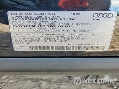 Zdjęcie 14 z 14 samochodu: 2021 AUDI E-TRON SPORTBACK PREMIUM VIN:WA11AAGE4MB010723 - miniatura