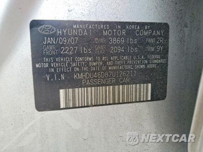 Zdjęcie 12 z 12 samochodu: 2007 HYUNDAI ELANTRA GLS VIN:KMHDU46D87U126211 - miniatura