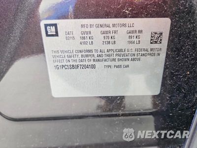 Zdjęcie 12 z 12 samochodu: 2015 CHEVROLET CRUZE LT VIN:1G1PC5SB0F7204100 - miniatura