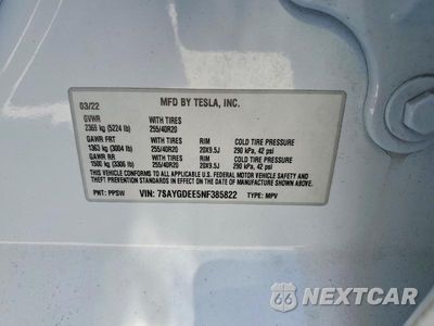 Zdjęcie 13 z 13 samochodu: 2022 TESLA MODEL Y VIN:7SAYGDEE5NF385822 - miniatura