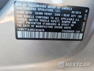 Zdjęcie 12 z 12 samochodu: 2014 VOLKSWAGEN PASSAT SEL VIN:1VWCT7A39EC024676 - miniatura