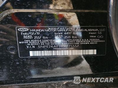 Zdjęcie 12 z 12 samochodu: 2019 HYUNDAI SONATA SE VIN:5NPE24AF9KH775557 - miniatura