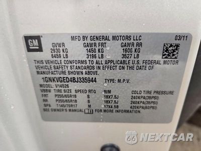 Zdjęcie 14 z 14 samochodu: 2011 CHEVROLET TRAVERSE LT VIN:1GNKVGED4BJ335944 - miniatura