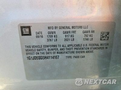 Zdjęcie 12 z 12 samochodu: 2017 CHEVROLET SONIC LT VIN:1G1JD5SG5H4114167 - miniatura