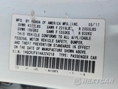 Zdjęcie 12 z 12 samochodu: 2017 HONDA ACCORD EXL VIN:1HGCR2F81HA224218 - miniatura