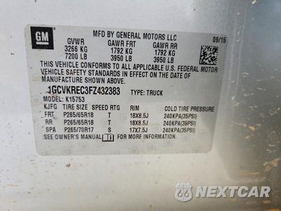 Zdjęcie 12 z 12 samochodu: 2015 CHEVROLET SILVERADO K1500 LT VIN:1GCVKREC3FZ432383 - miniatura