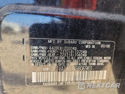 Zdjęcie 12 z 12 samochodu: 2019 SUBARU WRX VIN:JF1VA1A67K9806983 - miniatura