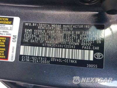 Zdjęcie 12 z 12 samochodu: 2011 TOYOTA CAMRY LE V6 VIN:4T1BK3EK6BU125543 - miniatura