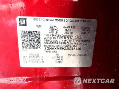 Zdjęcie 12 z 12 samochodu: 2018 CHEVROLET EQUINOX PREMIER VIN:2GNAXMEV3J6315130 - miniatura