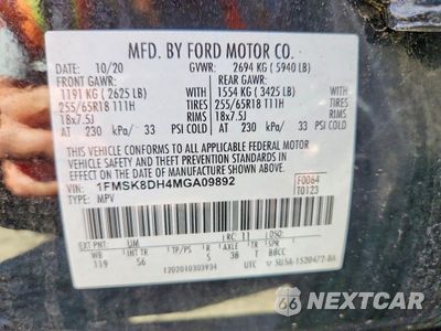 Zdjęcie 13 z 13 samochodu: 2021 FORD EXPLORER XLT VIN:1FMSK8DH4MGA09892 - miniatura