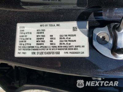 Zdjęcie 12 z 12 samochodu: 2025 TESLA MODEL 3 VIN:5YJ3E1EA0SF051668 - miniatura