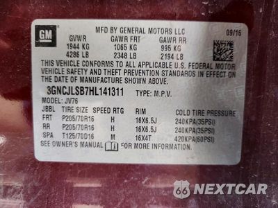 Zdjęcie 12 z 12 samochodu: 2017 CHEVROLET TRAX 1LT VIN:3GNCJLSB7HL141311 - miniatura