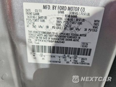 Zdjęcie 12 z 12 samochodu: 2011 FORD F150 SUPER CAB VIN:1FTFX1CT6BFB42340 - miniatura
