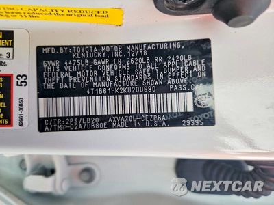 Zdjęcie 12 z 12 samochodu: 2019 TOYOTA CAMRY XSE VIN:4T1B61HK2KU200680 - miniatura