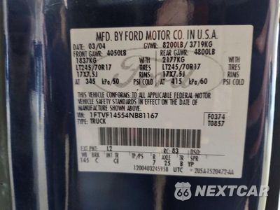 Zdjęcie 12 z 12 samochodu: 2004 FORD F150 VIN:1FTVF14554NB81167 - miniatura