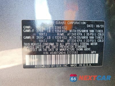 Zdjęcie 13 z 13 samochodu: 2020 SUBARU OUTBACK LIMITED XT VIN:4S4BTGND4L3222592 - miniatura