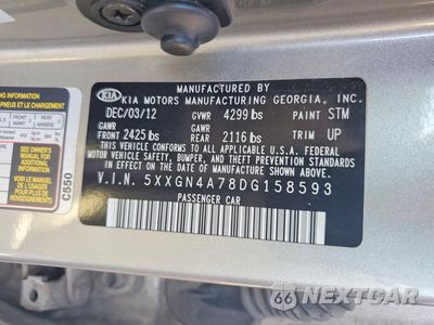 Zdjęcie 13 z 13 samochodu: 2013 KIA OPTIMA EX VIN:5XXGN4A78DG158593 - miniatura
