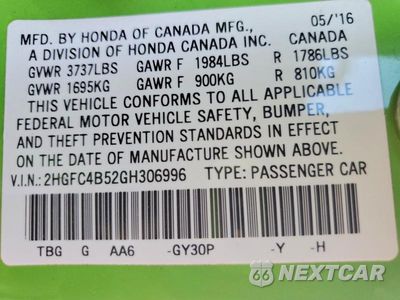 Zdjęcie 13 z 13 samochodu: 2016 HONDA CIVIC LX VIN:2HGFC4B52GH306996 - miniatura