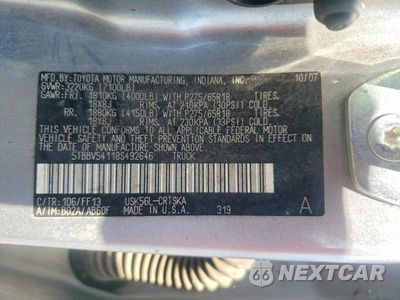 Zdjęcie 12 z 12 samochodu: 2008 TOYOTA TUNDRA SR5 VIN:5TBBV54118S492646 - miniatura
