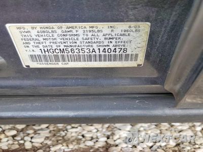 Zdjęcie 12 z 12 samochodu: 2003 HONDA ACCORD LX VIN:1HGCM56353A140478 - miniatura