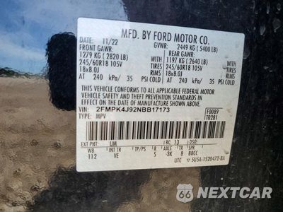 Zdjęcie 13 z 13 samochodu: 2022 FORD EDGE SEL VIN:2FMPK4J92NBB17173 - miniatura